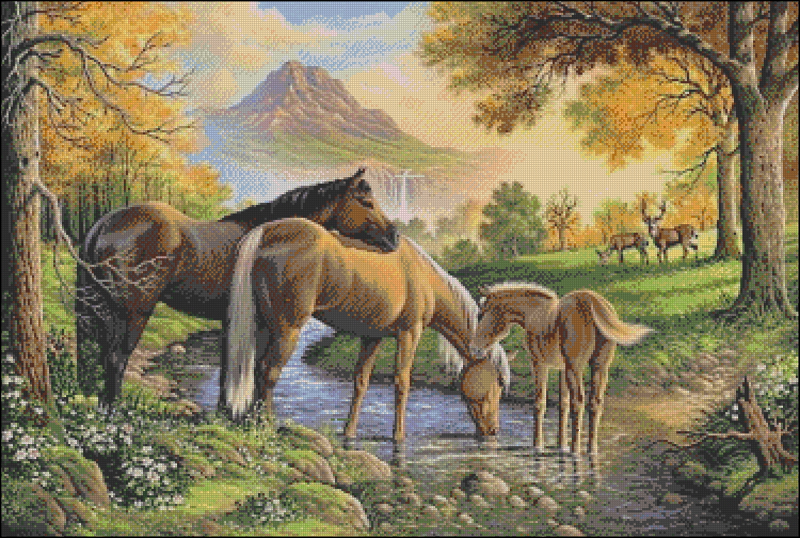 кони у водопоя
